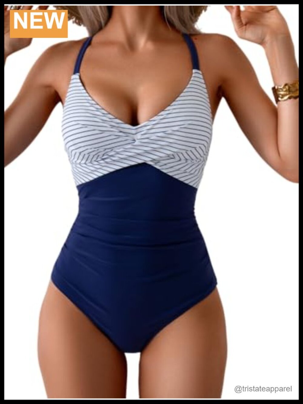 One Piece Swimsuit Tummy Control Front Cross Push Up Swimwear